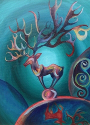 sythian stag oil painting